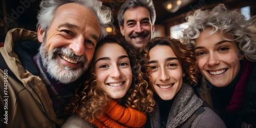Capturing the Joyful Bonds of a Multigenerational Family in a Selfie. Concept Family Selfie, Multigenerational Bond, Joyful Moments