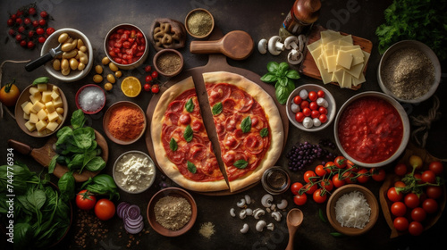 Pizza y ingredientes