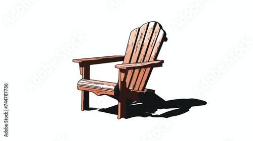 Color silhouette image wooden chair for beach vector
