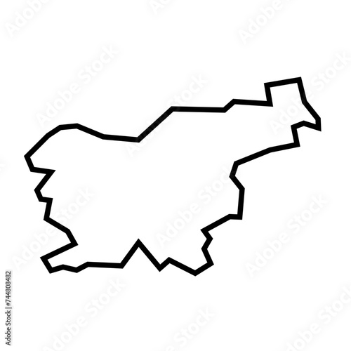 Slovenia country thick black outline silhouette. Simplified map. Vector icon isolated on white background.