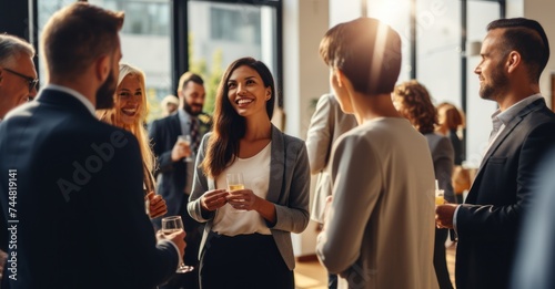Professionals forging connections at a business networking event 