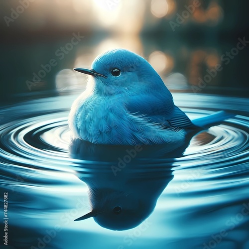 blue bird on the water