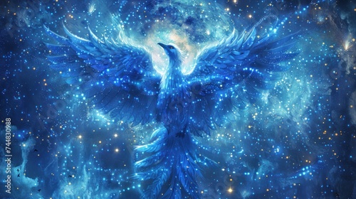 flying phoenix fantasy galaxy art