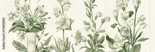 Vintage Botanical Illustration in Etching Style