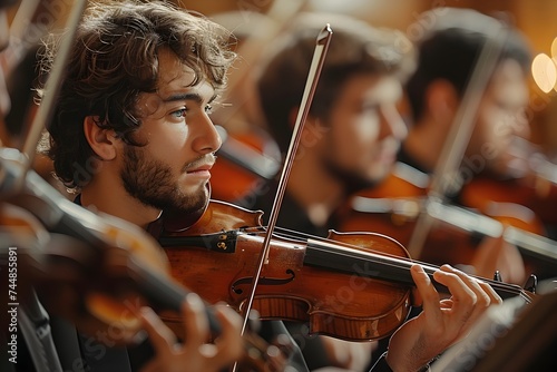 violinist playing in orchestra
