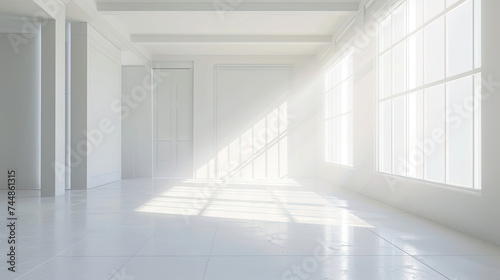 HDRI Environment Map: Empty White Room With Futuristic Design. High Dynamic Range Image of Futuristic White Room.