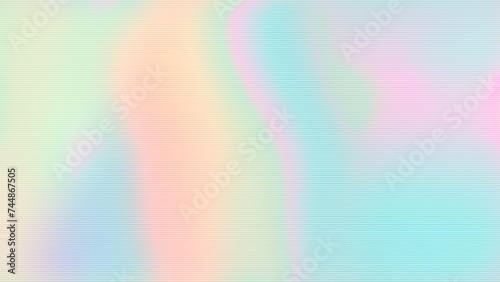 Iridescent retro striped background 8K, copy space. Translucent horizontal lines on pastel rainbow gradient in light blue, yellow, orange, green, soft pink, lilac. Sunny vibes spring or summer visual