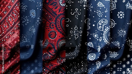 A seamless bandana pattern available in four different color versions