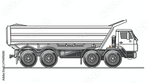 Dump trailer cargo wheel transport outline vector il