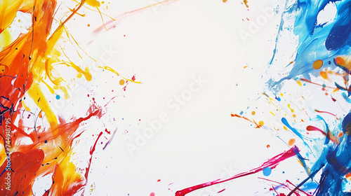 Blank banner design with colorful paint splash background. Ai generated Images