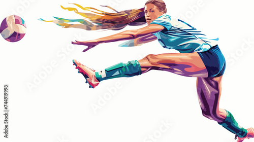 Female volleyball player with a ball vector illustra
