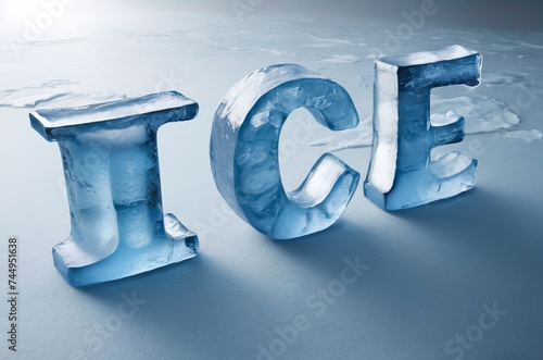 3d text Ice made from ice