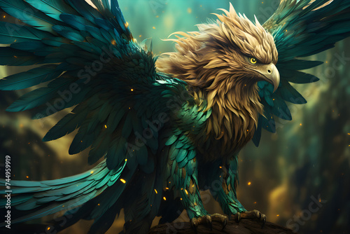 Fusion of Species: An Artistic Concept of a Lion-Bird Hybrid