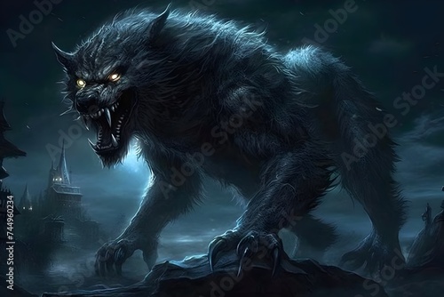 Nighttime werewolf monster