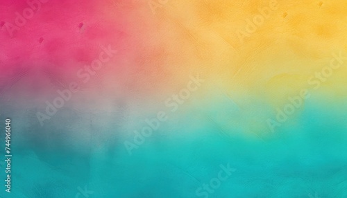 Colorful pink, yellow and turquoise gradient noisy grain background texture