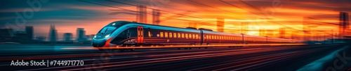 A high speed train transporting passengers between cities