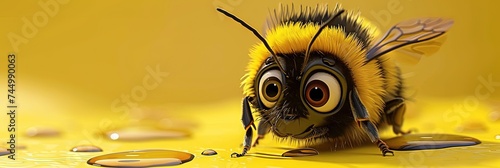 Honey bumblebee in modern 3D animation style