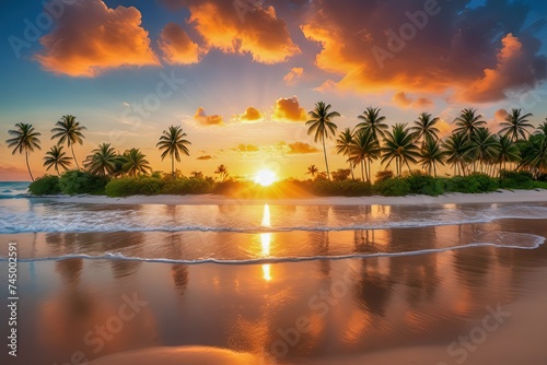 sunset on a tropical beach