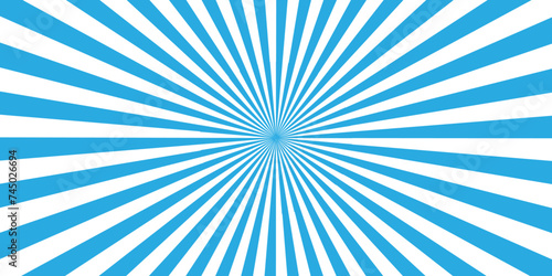 Abstract blue sunburst ray and vector illustration backdrop background. Modern stipes line and ray grunge design beam pattern texture.