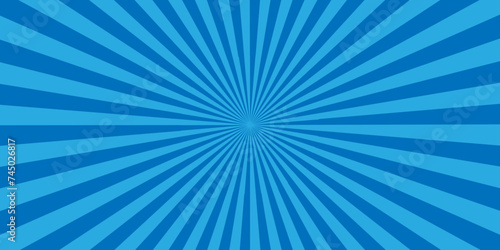 Abstract blue sunburst ray and vector illustration backdrop background. Modern stipes line and ray grunge design beam pattern texture.