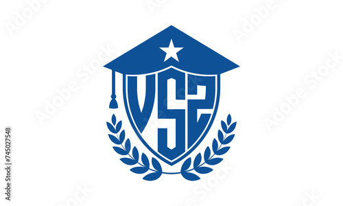 VSZ three letter iconic academic logo design vector template. monogram, abstract, school, college, university, graduation cap symbol logo, shield, model, institute, educational, coaching canter, tech
