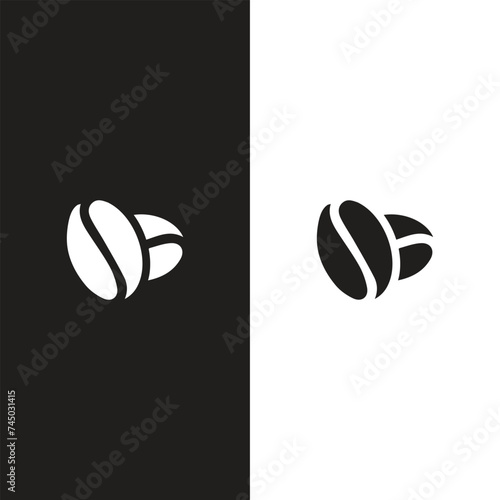 Coffee bean set. Isolated coffe beans on white background