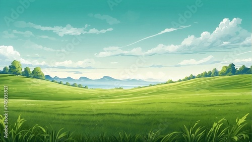 photo of a beautiful green meadow made by AI generative