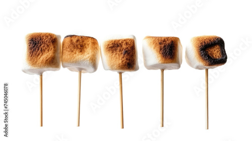 Toasted marshmallow on a stick isolated on transparent a white background