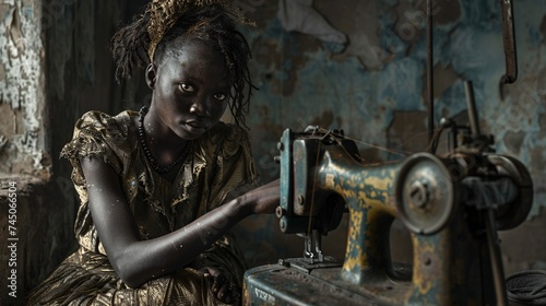 Black Girl Magic A Sewing Machine and a Sewing Machine Generative AI