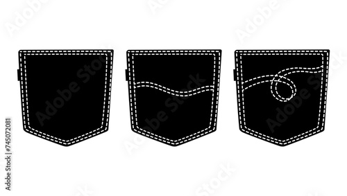 jeans pocket emblem, black isolated silhouette