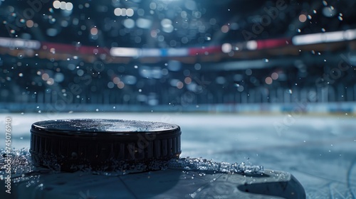 close-up with the puck during the game