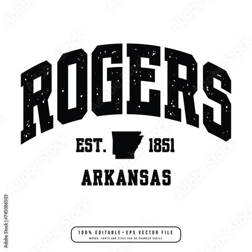 Rogers text effect vector. Editable college t-shirt design printable text effect vector