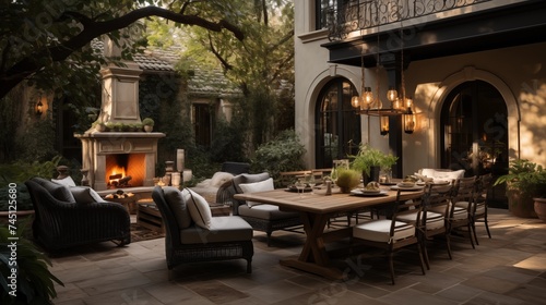 An outdoor oasis with light champagne and rich merlot patio furniture