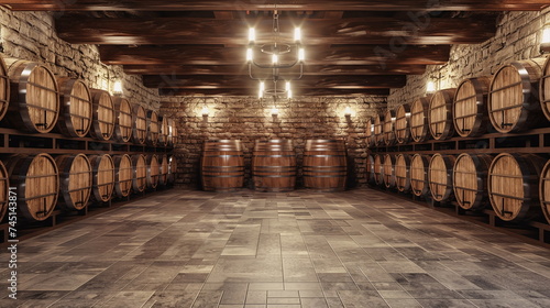 modern illuminated wine cellar with empty walls