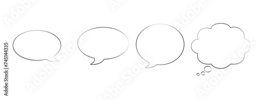 Speech bubbles stroke outline - basic shapes - vector illustration