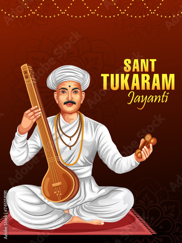 Sant Tukaram Maharaj Jayanti creative banner design template