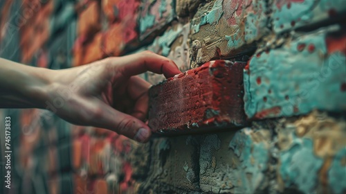 A metaphorical scene where two fingers place the last brick on a wall