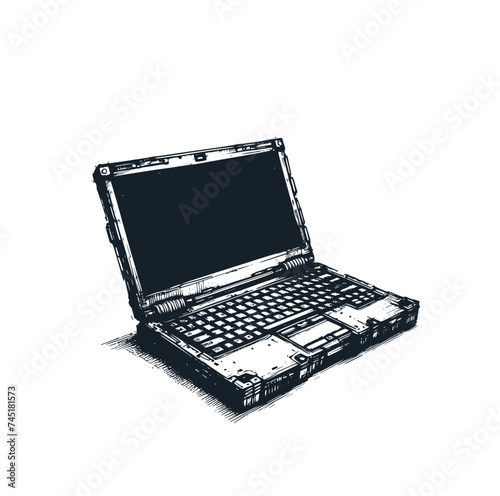 The military notebook. Black white vector illustration.