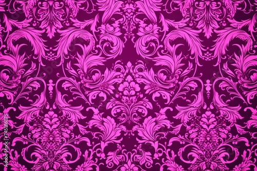 A Pink wallpaper with ornate design, in the style of victorian, repeating pattern vector illustration