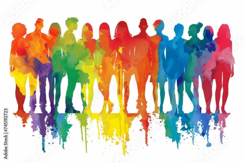 LGBTQ Pride amaranth pink. Rainbow human silhouette colorful gender transition diversity Flag. Gradient motley colored diversity policies LGBT rights parade festival regard diverse gender illustration