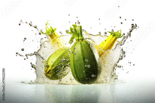Fresh zucchini making a splash