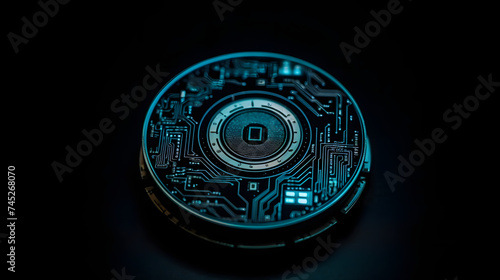 a digital digital coin with an image of a blue coin