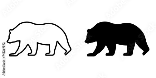 ofvs542 OutlineFilledVectorSign ofvs - grizzly bear vector icon . ursus arctos . isolated transparent . black outline and filled version . AI 10 / EPS 10 / PNG . g11885