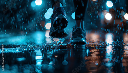 rain walking running running shoe rainwater droplets 