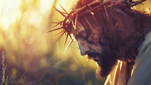 the sacred tradition of easter portrayed through the suffering of jesus christ wearing a crown of thorns an enduring symbol of christian faith and compassion