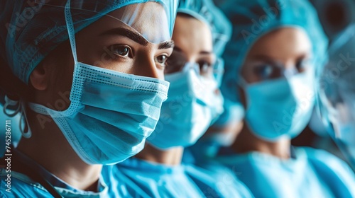 medical staff in scrubs captured in the midst of a precise surgical procedure on a patient in the operating room