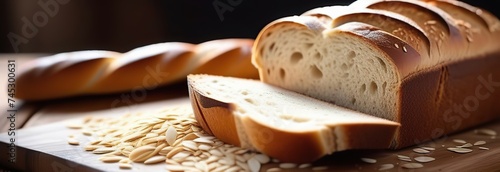 slide multi grain sourdough bread and sliced Baguette with Whole Wheat Flour