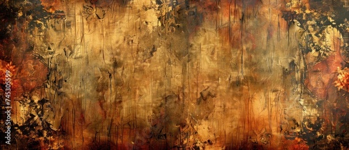 a picture of a painting that looks like it has a lot of brown and orange paint on it and it looks like it has a lot of paint on it.