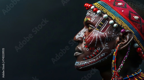 Samburu County, Samburu National Reserve, Kenya; portrait of a Samburu tribesman, Moran