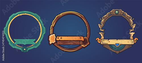 Fantasy circle borders avatar frames for game ui design